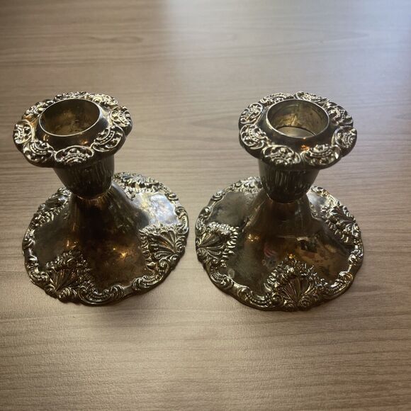 Godinger Other - VINTAGE Godinger Silver Art Candle Holders 4" Candlestick Set Of 2